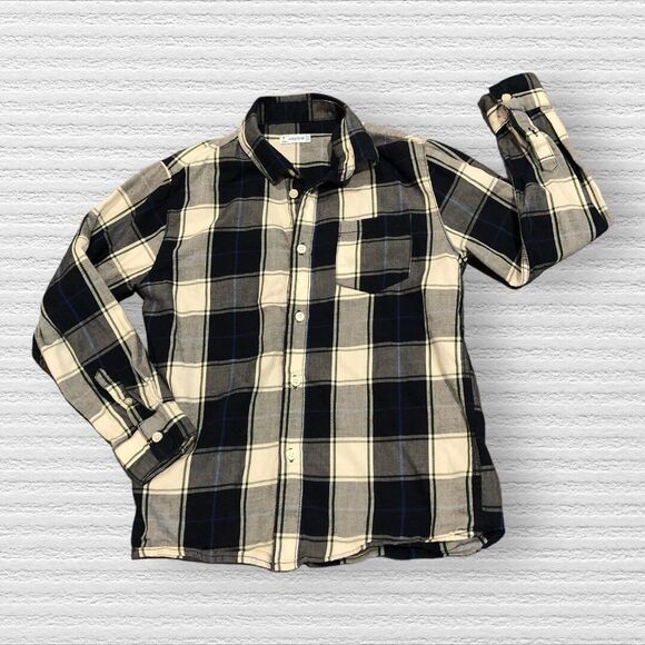 Mayoral Blue Green Plaid Checkered Button Up Polo Shirt Size 8 - Picture 1 of 5